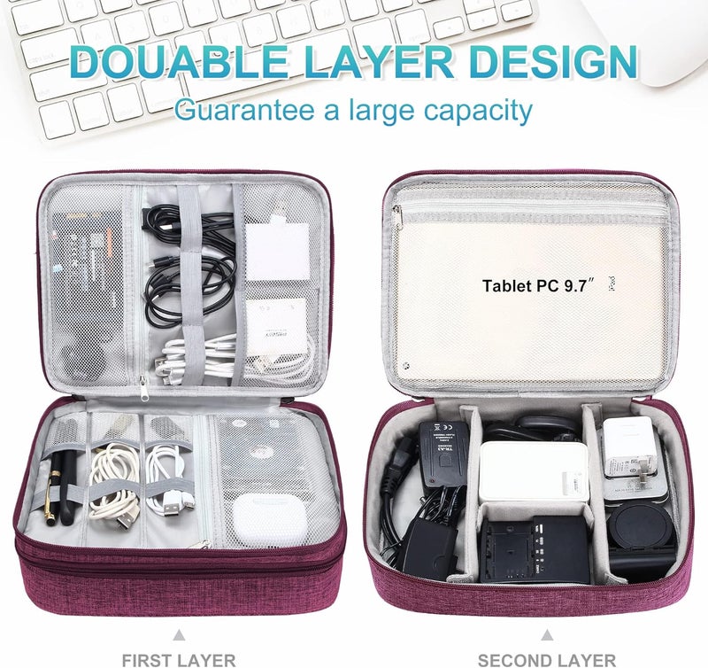 CILLA Electronics Organizer Travel, Travel Cord Organizer Case, Compact Electronics Accessories Bag for Cable, Cord, Charger, Phone - Image 2